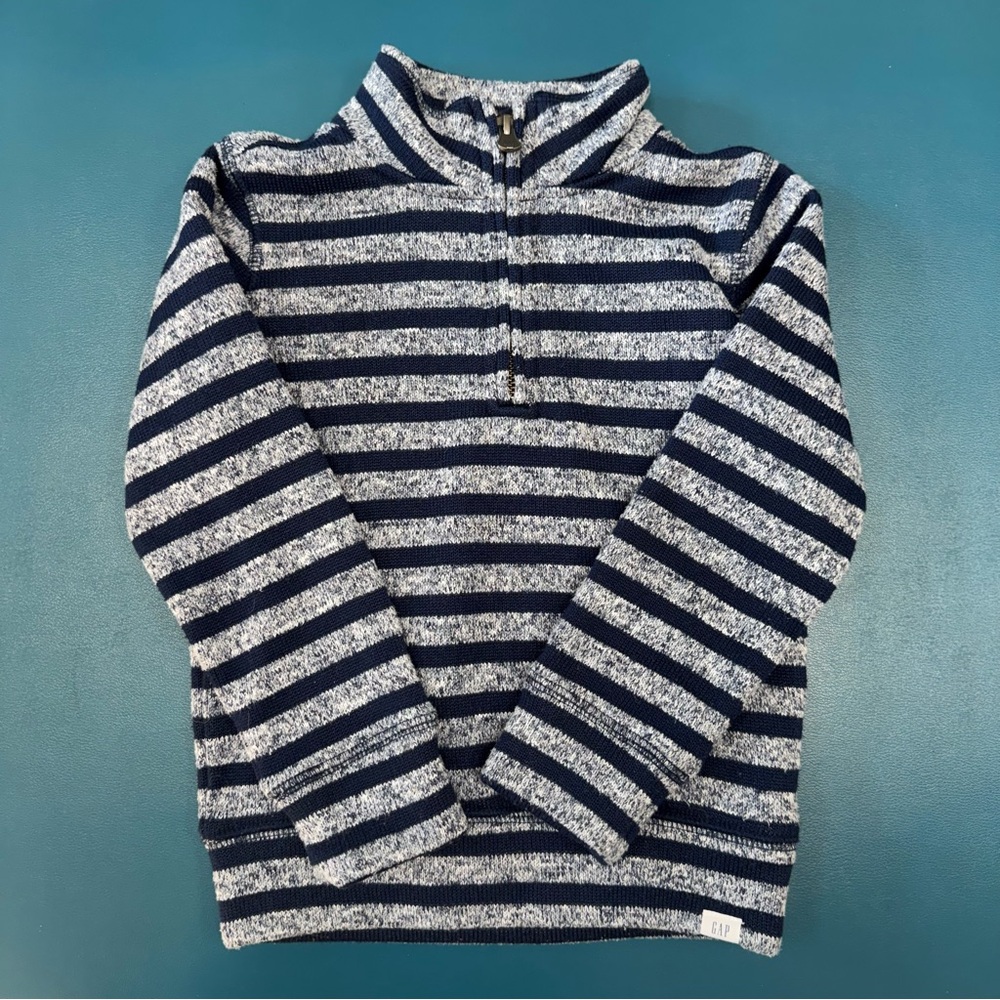 BabyGAP 4T Blue and Gray Striped Sweater